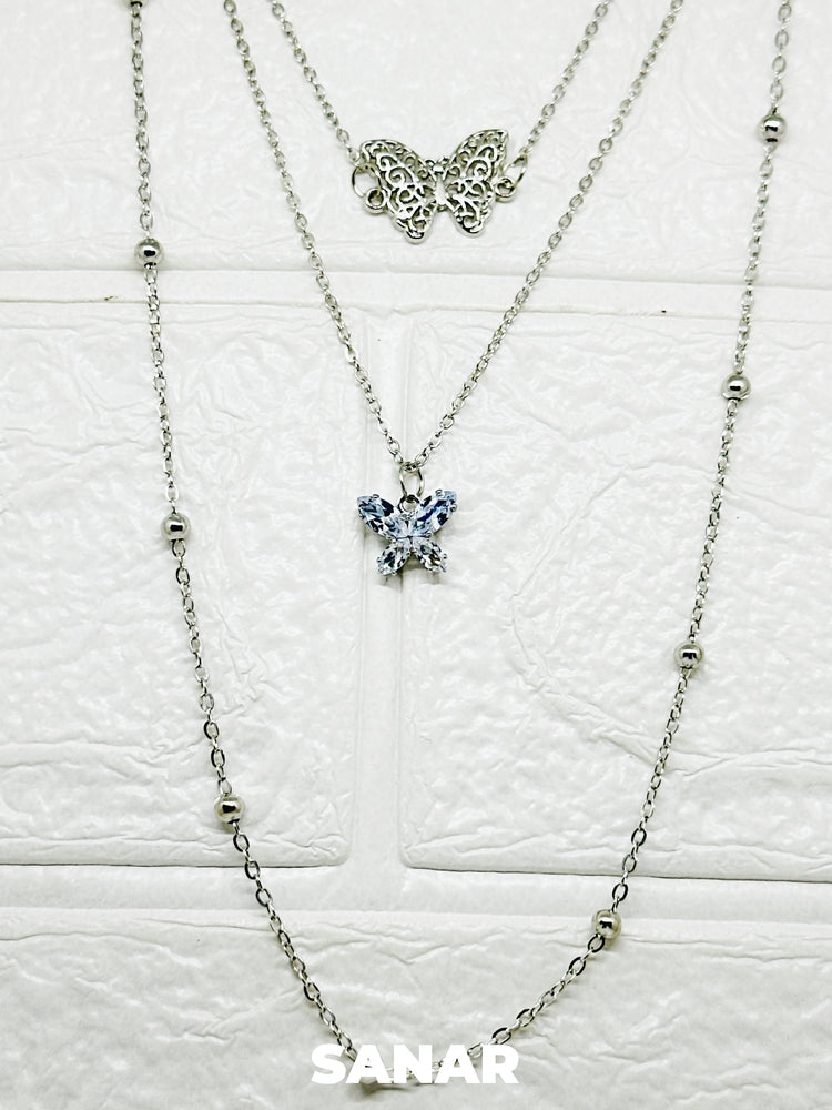 Butterfly Layered Necklace - Anti-Tarnish