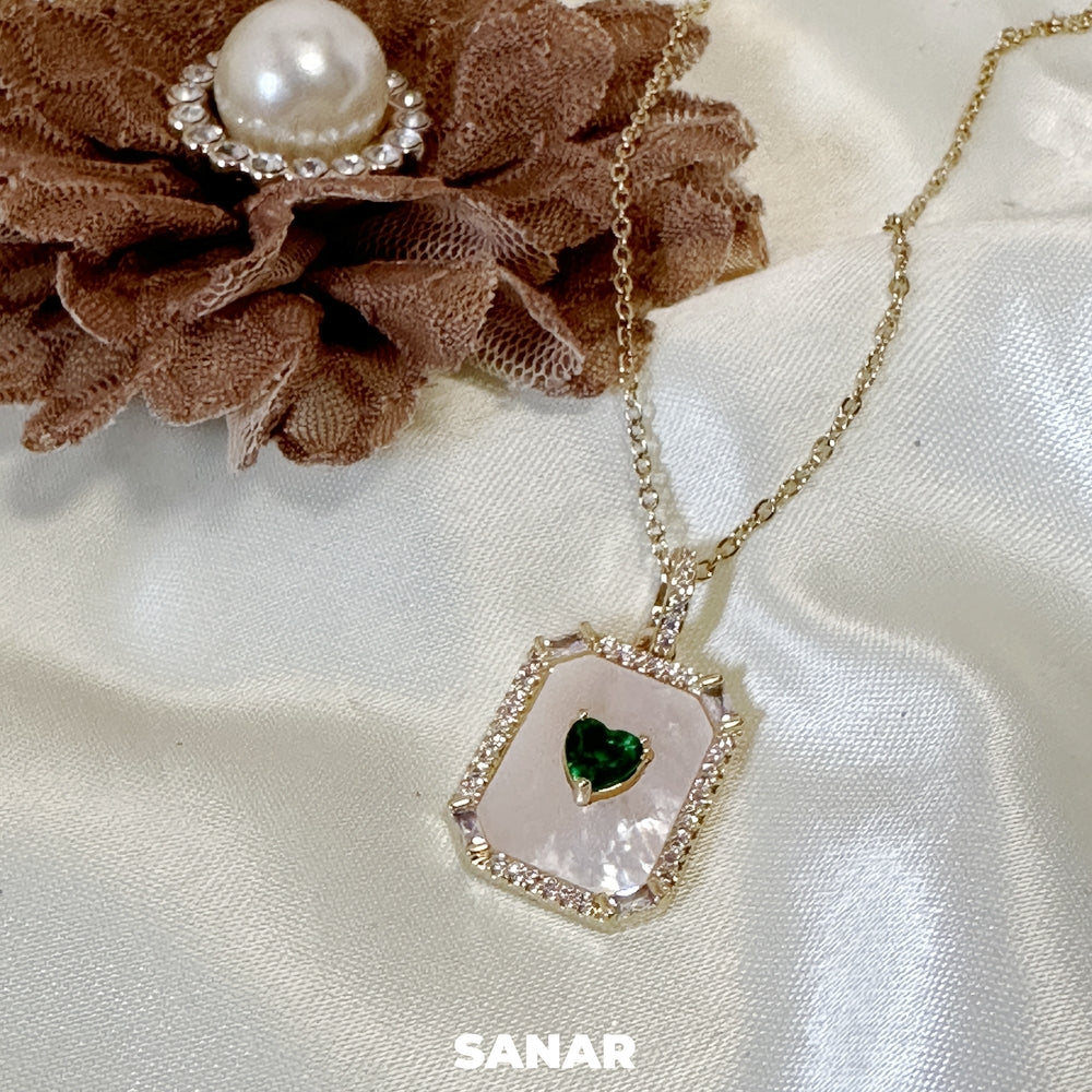 Heart Emerald Diamond Pendant Necklace - Anti-Tarnish