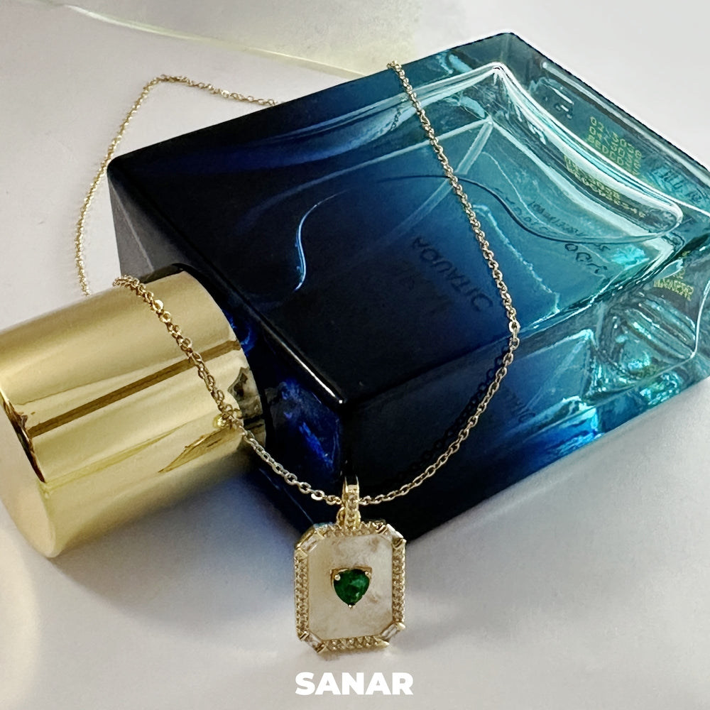 Heart Emerald Diamond Pendant Necklace - Anti-Tarnish