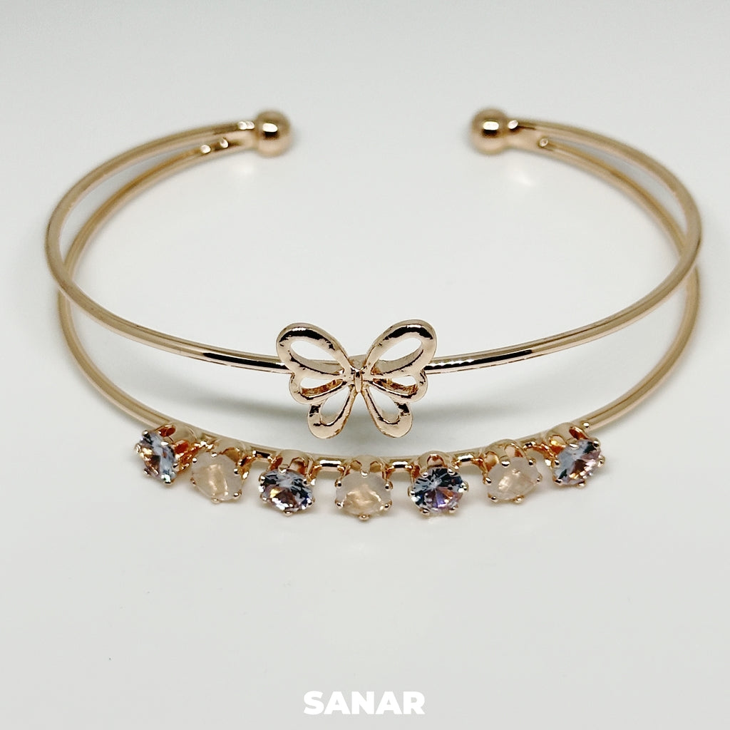 Butterfly & Crystal Bracelet - Anti-Tarnish