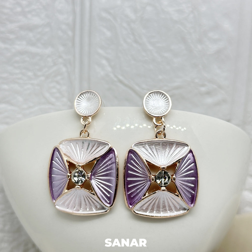 Square Elegant Drop Earrings - SANAR - Handmade