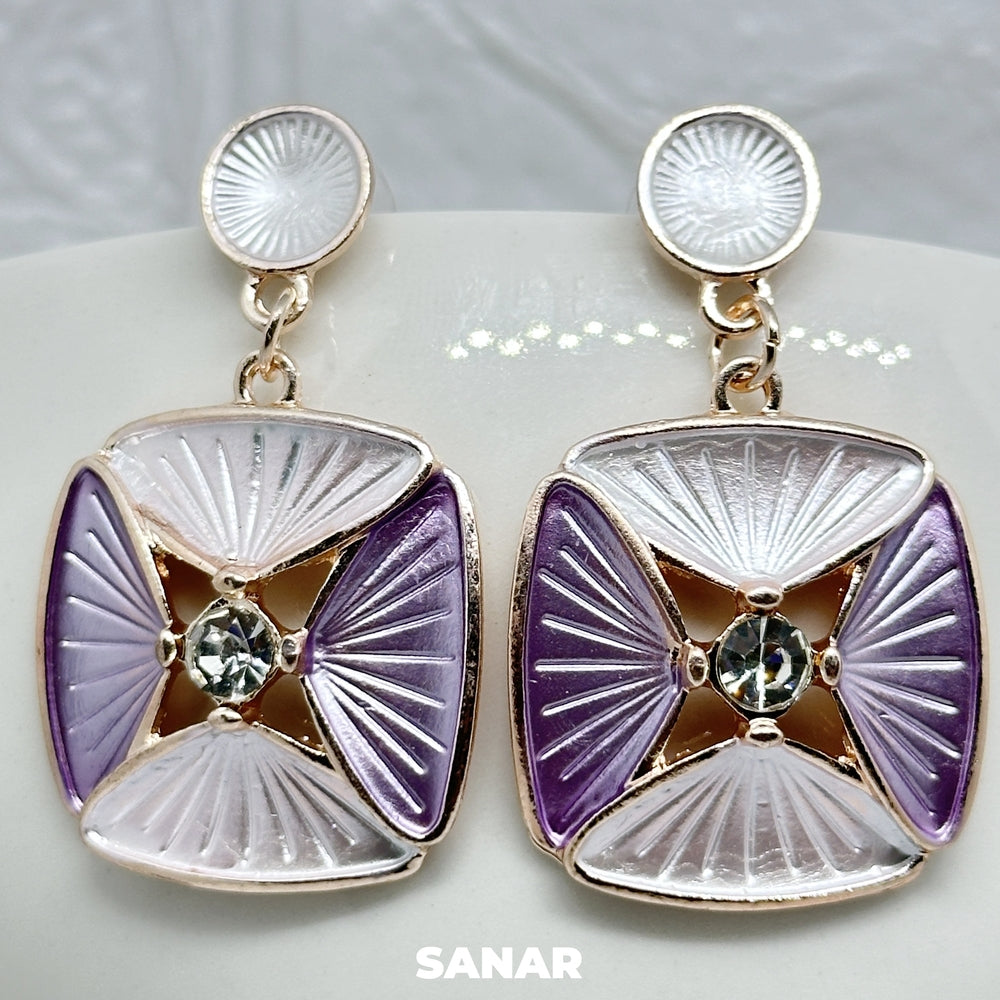 Square Elegant Drop Earrings - SANAR - Handmade