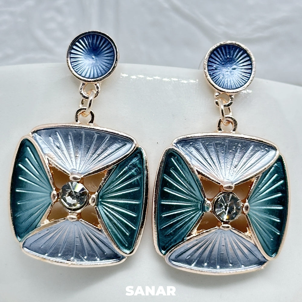 Square Elegant Drop Earrings - SANAR - Handmade