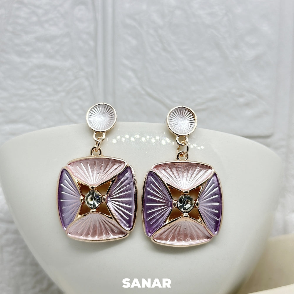 Square Elegant Drop Earrings - SANAR - Handmade