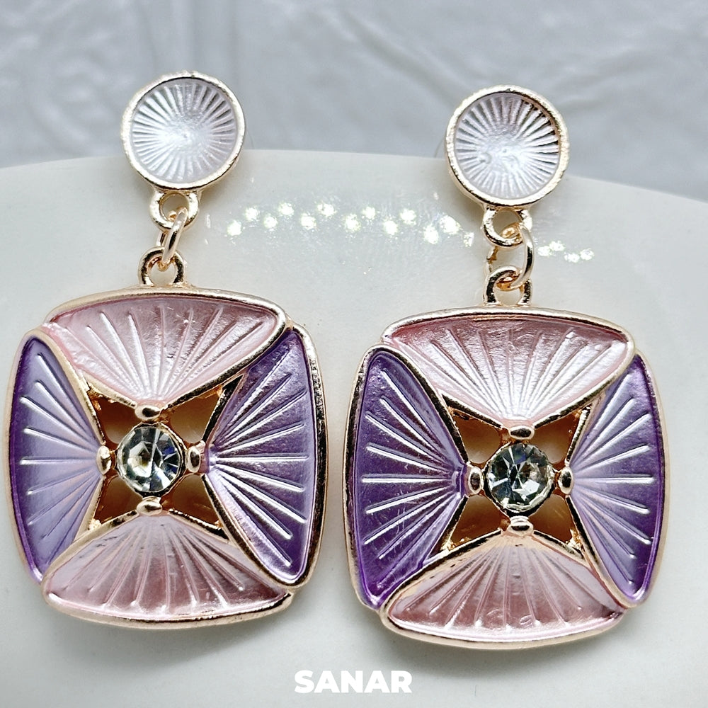 Square Elegant Drop Earrings - SANAR - Handmade