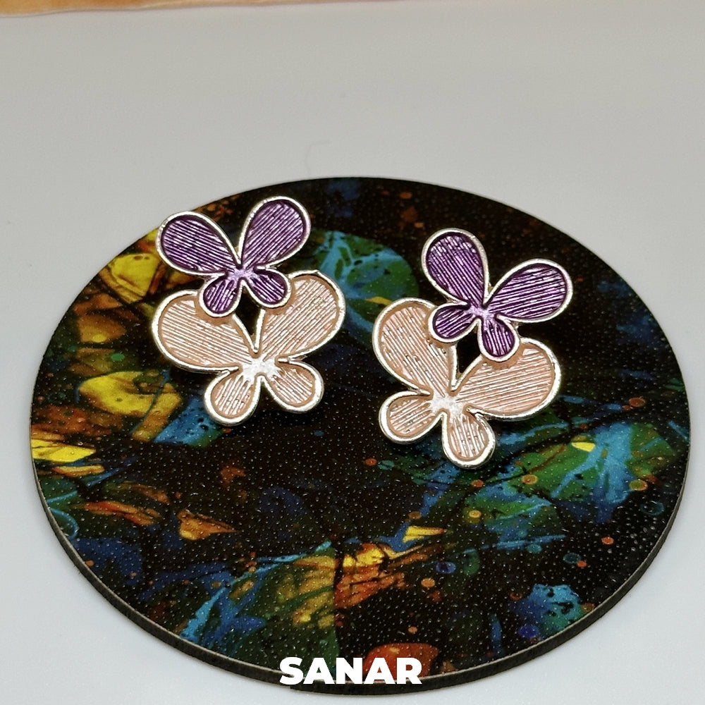 Double Butterfly Earrings - SANAR - Handmade