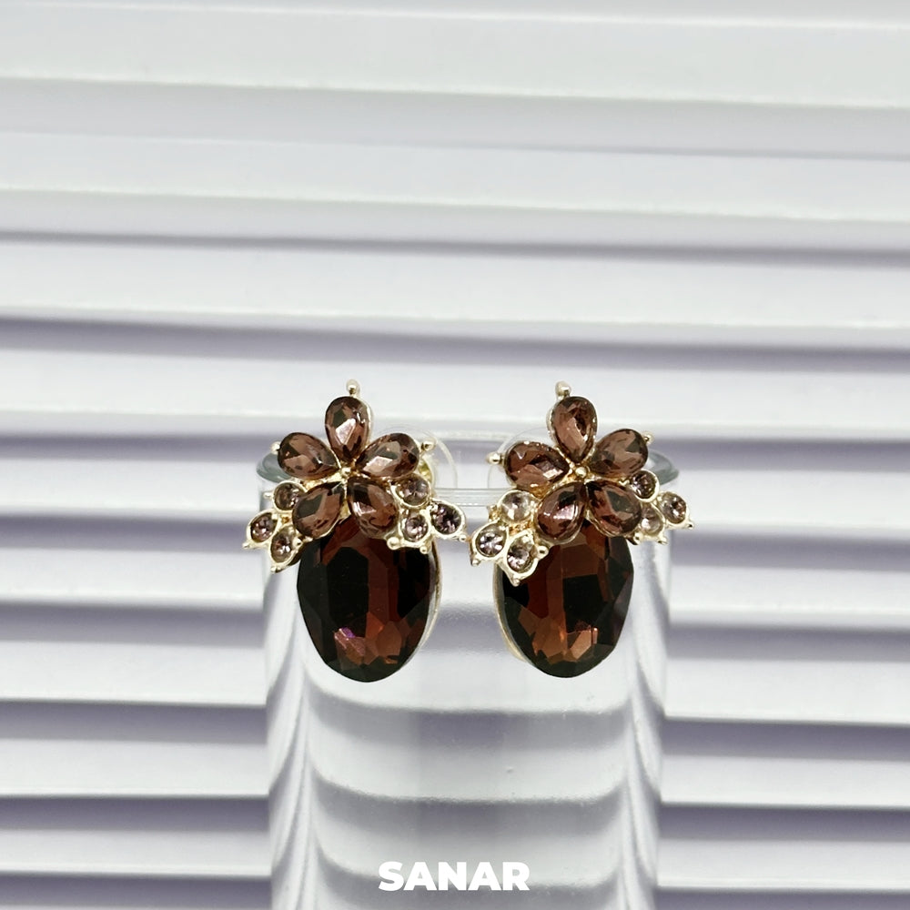 Flower Emerald Drop Earrings - SANAR - Handmade