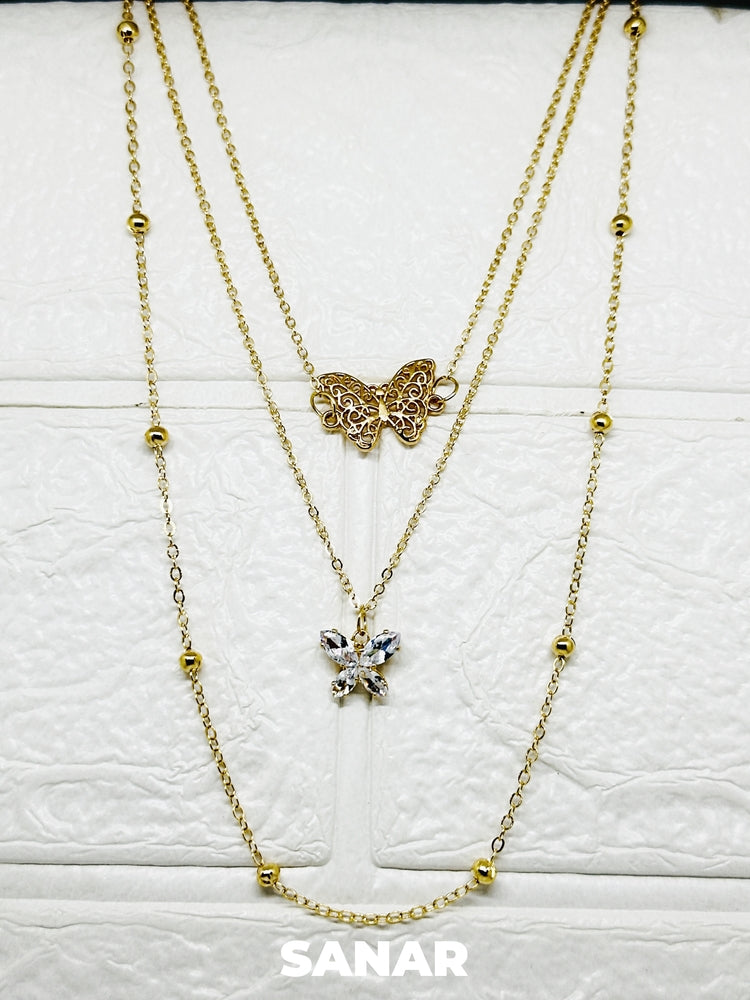 Butterfly Layered Necklace - Anti-Tarnish