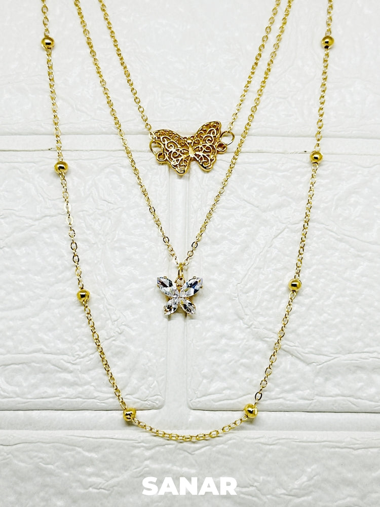 Butterfly Layered Necklace - Anti-Tarnish