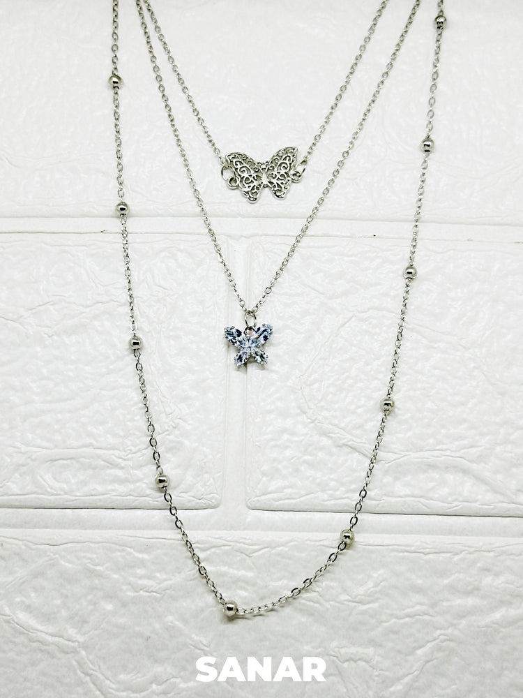 Butterfly Layered Necklace - Anti-Tarnish