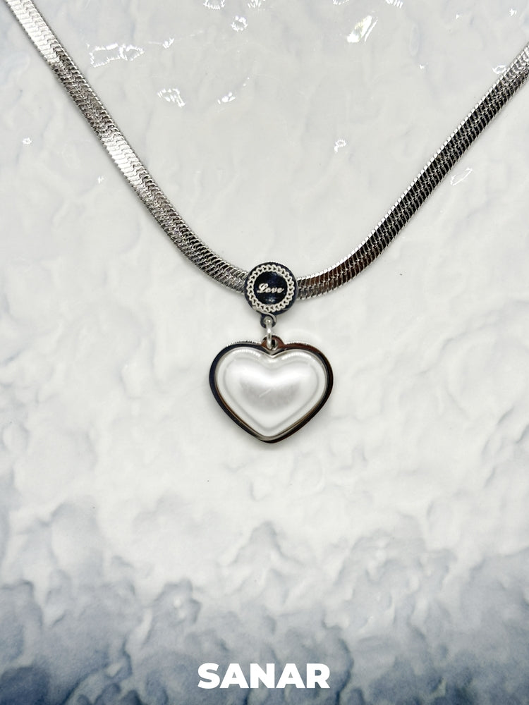 White Heart Pendant Necklace - Anti-Tarnish