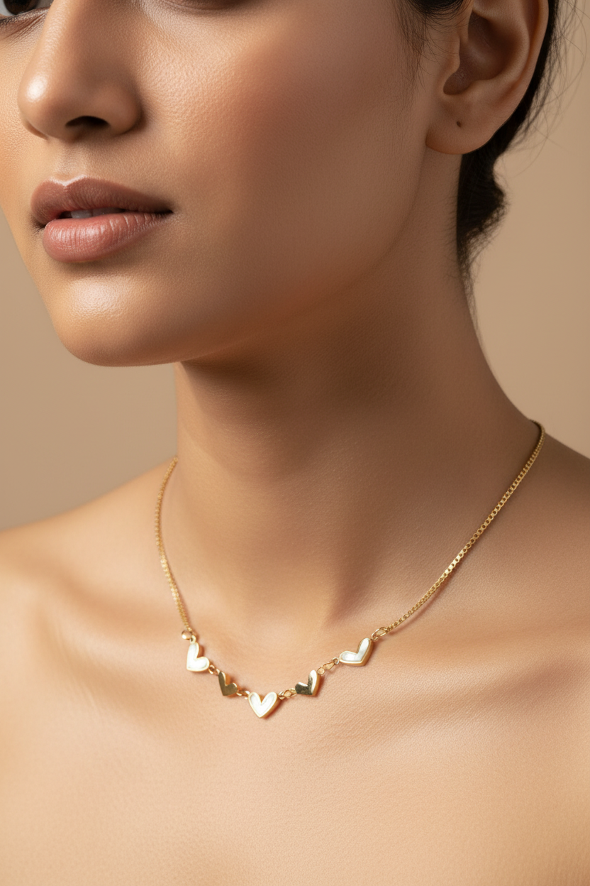 Luxury heart necklace close-up