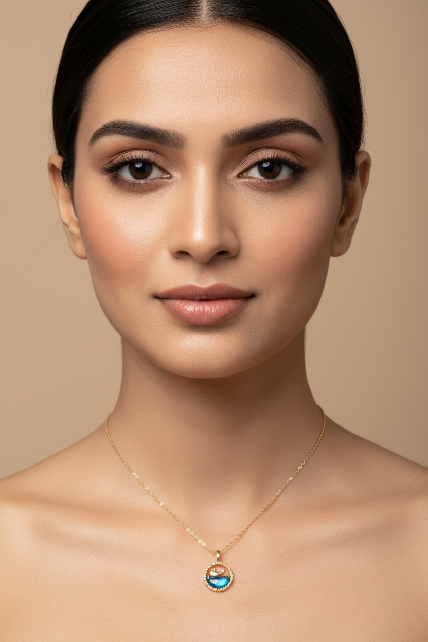 Luxury pendant necklace close-up