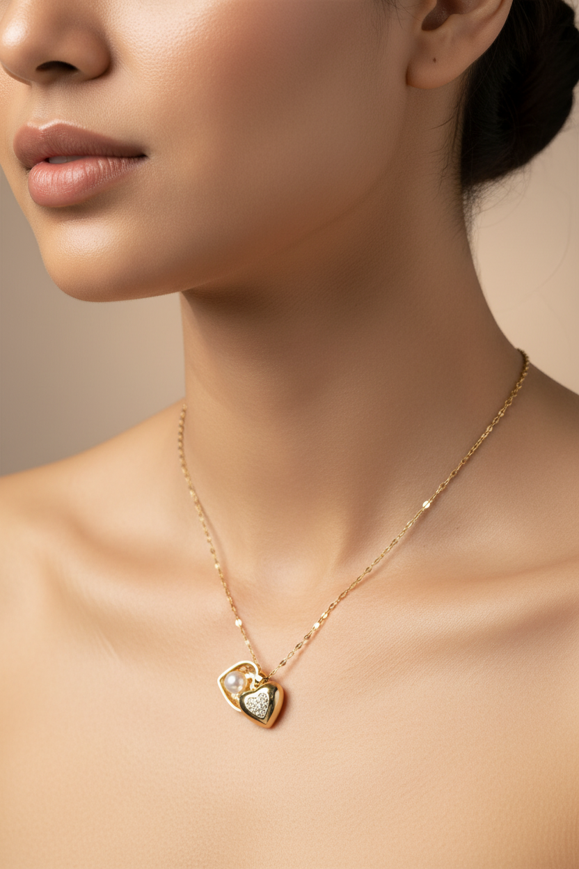 Premium close-up heart locket pendant realistic scale