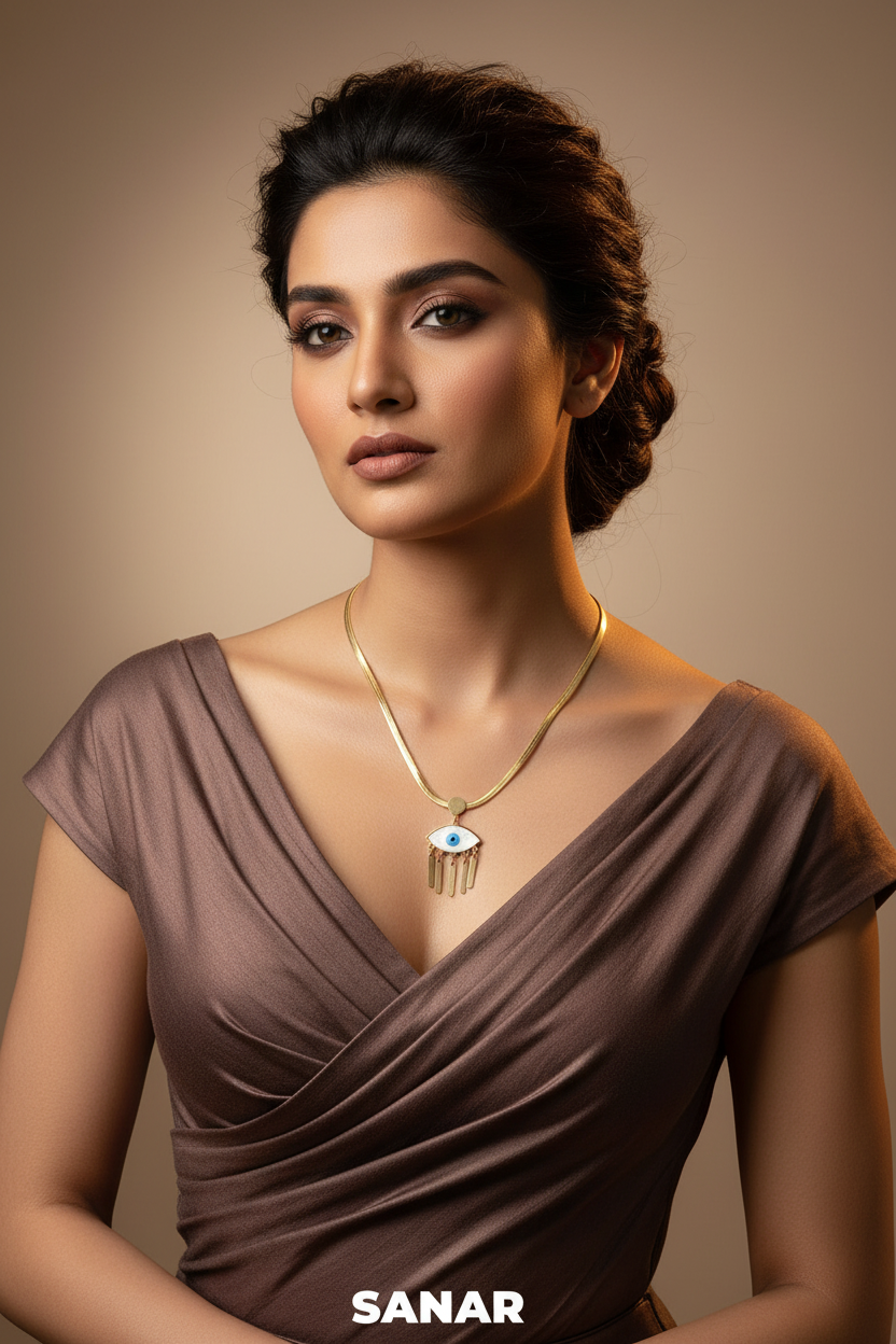 Premium full-body evil eye necklace realistic scale