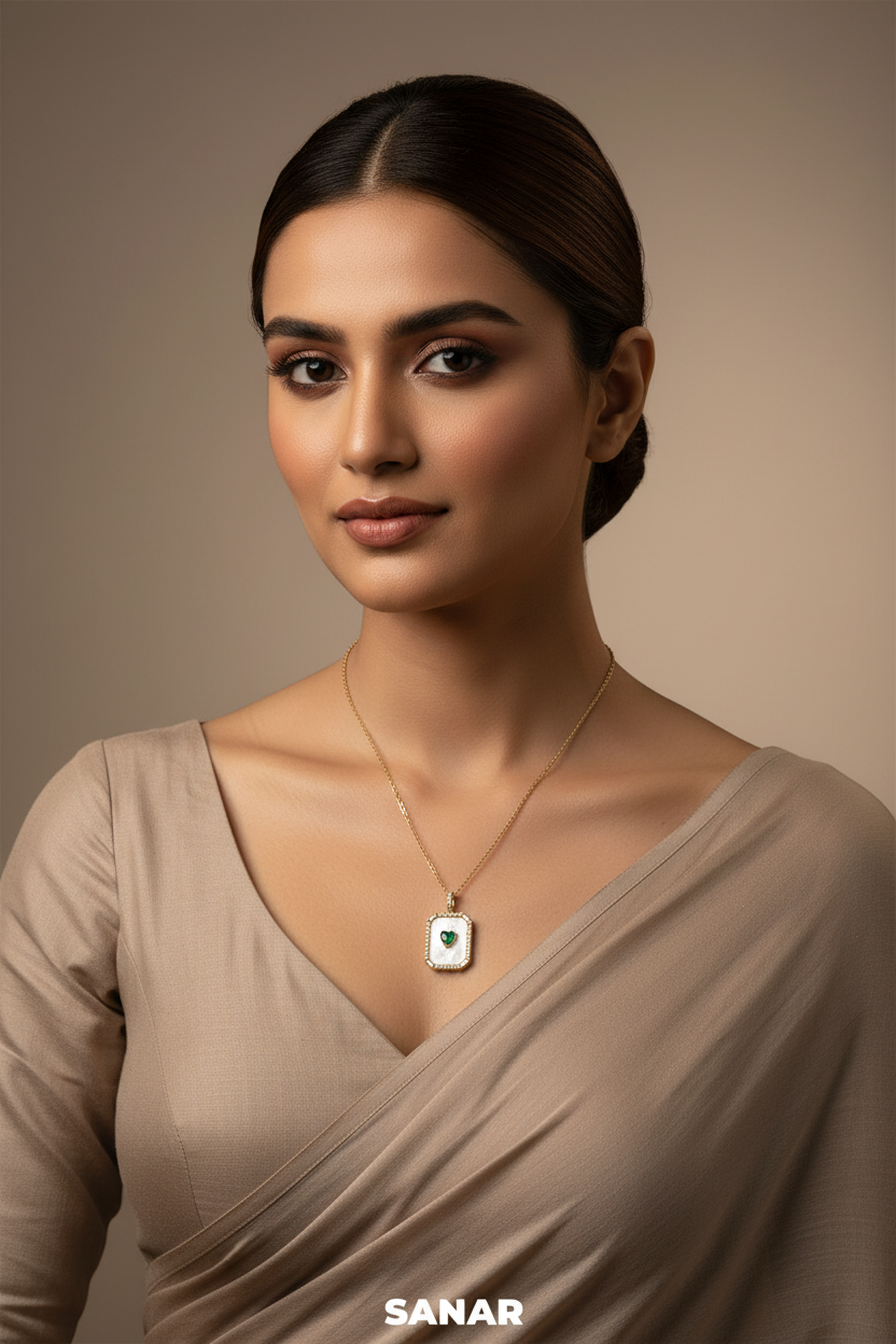 Premium full-body mother-of-pearl emerald pendant realistic scale