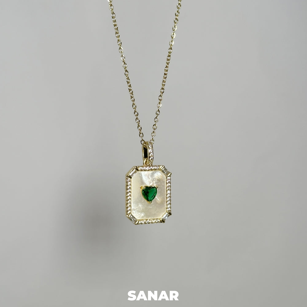 Heart Emerald Diamond Pendant Necklace