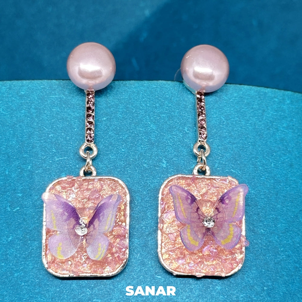 Butterfly Drop Earrings - SANAR - Handmade