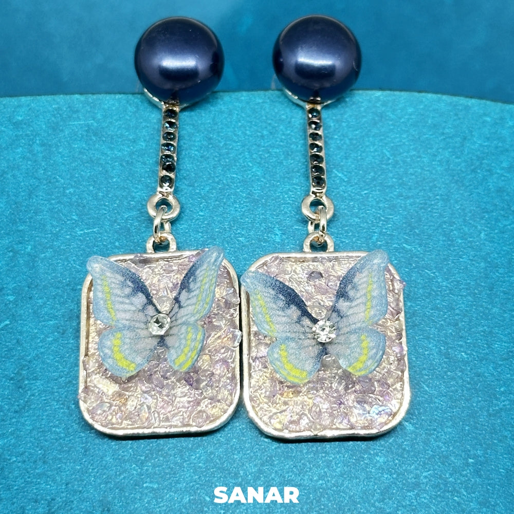 Butterfly Drop Earrings - SANAR - Handmade
