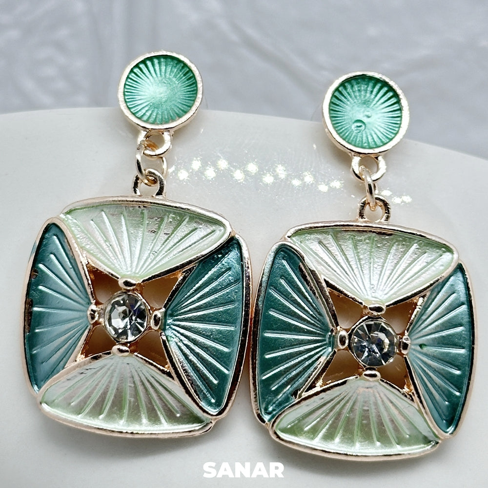 Square Elegant Drop Earrings - SANAR - Handmade