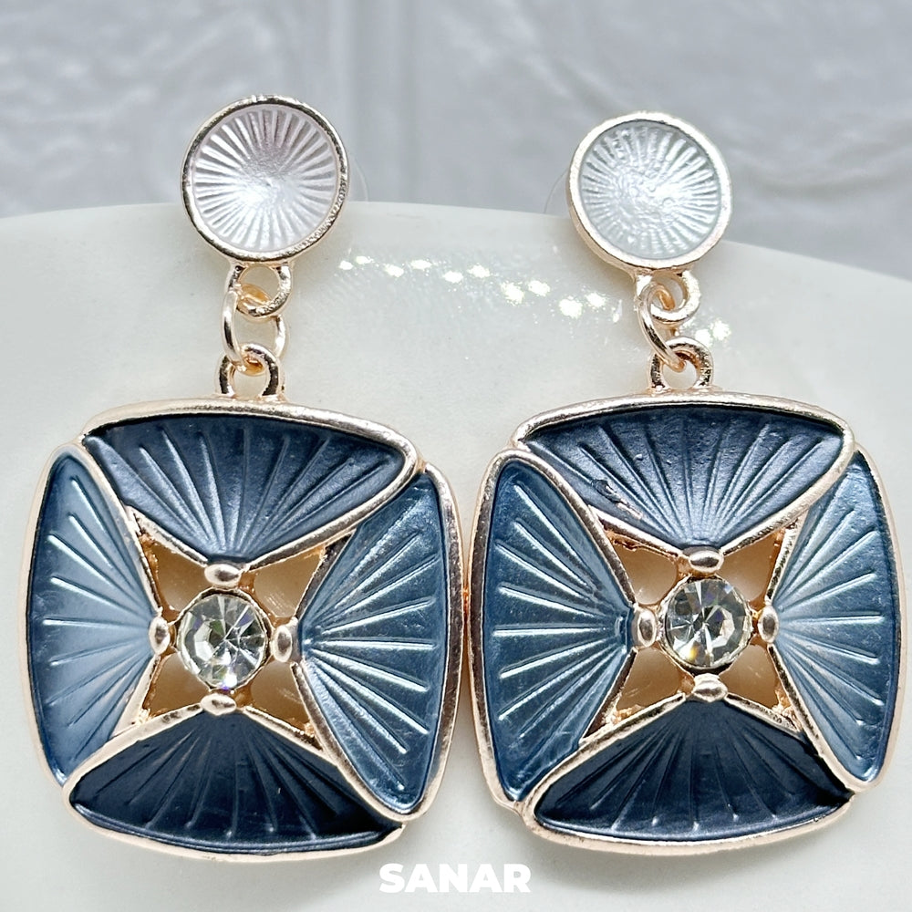 Square Elegant Drop Earrings - SANAR - Handmade