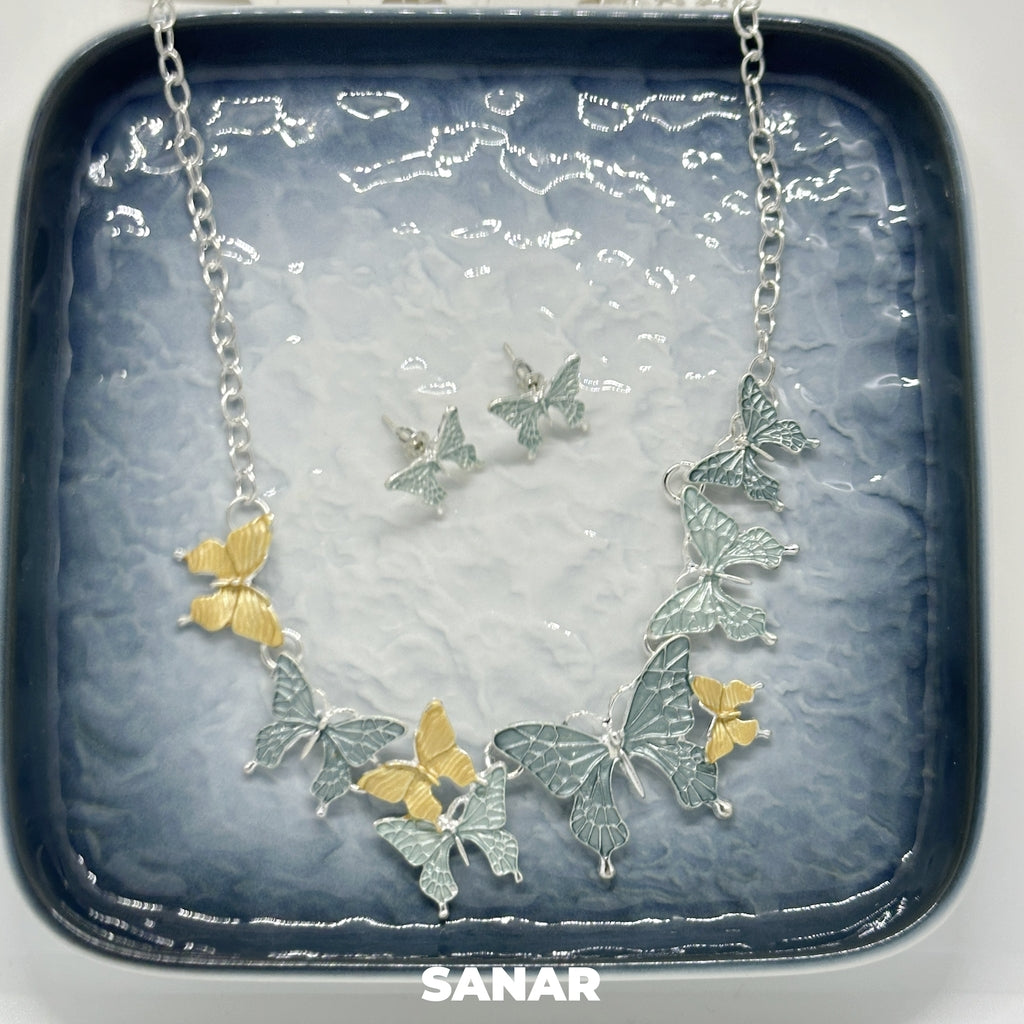 Butterfly Earring and Necklace Set For Women