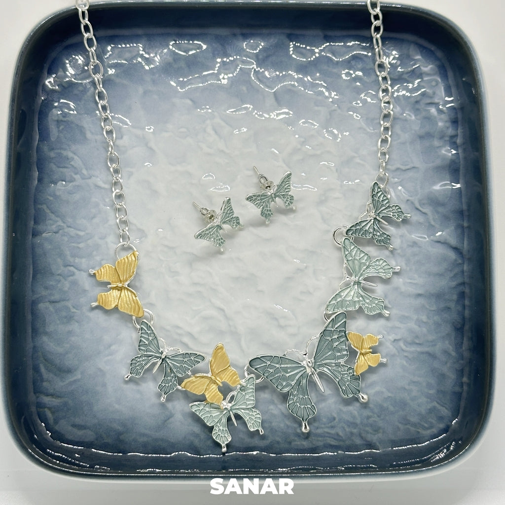 Butterfly Earring and Necklace Set For Women
