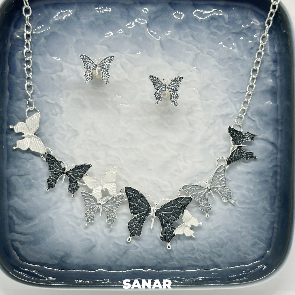 Butterfly Earring and Necklace Set For Women