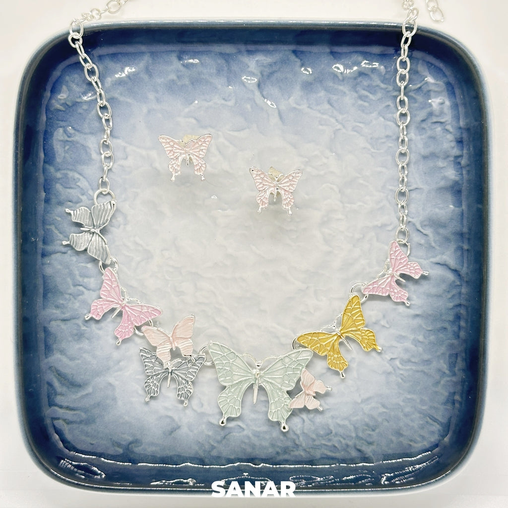 Butterfly Earring and Necklace Set For Women