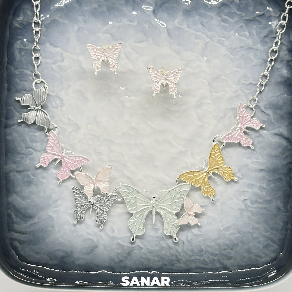 Butterfly Earring and Necklace Set For Women