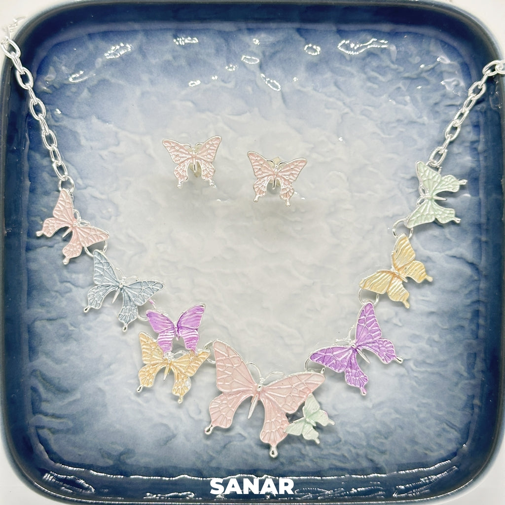 Butterfly Earring and Necklace Set For Women