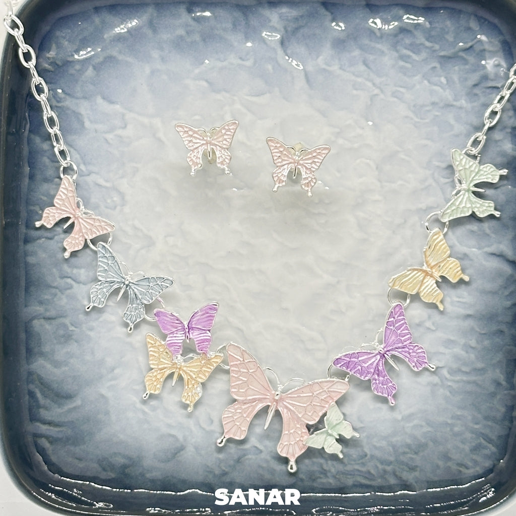 Butterfly Earring and Necklace Set For Women
