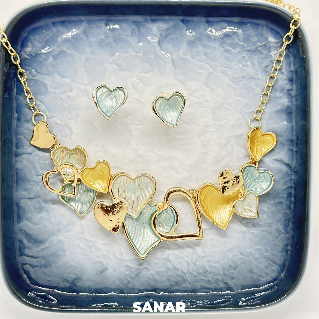 Heart Earring and Necklace Set For Women