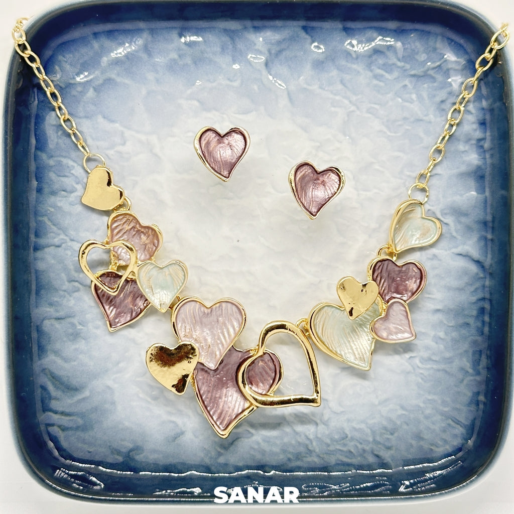 Heart Earring and Necklace Set For Women