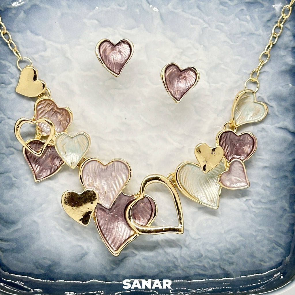Heart Earring and Necklace Set For Women