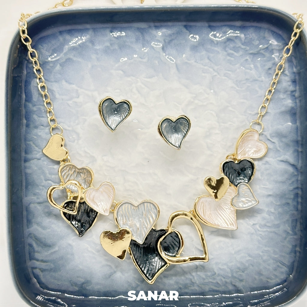 Heart Earring and Necklace Set For Women