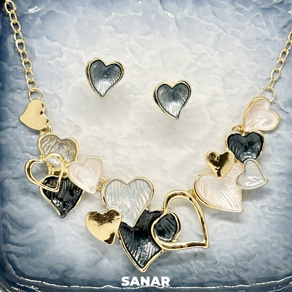 Heart Earring and Necklace Set For Women
