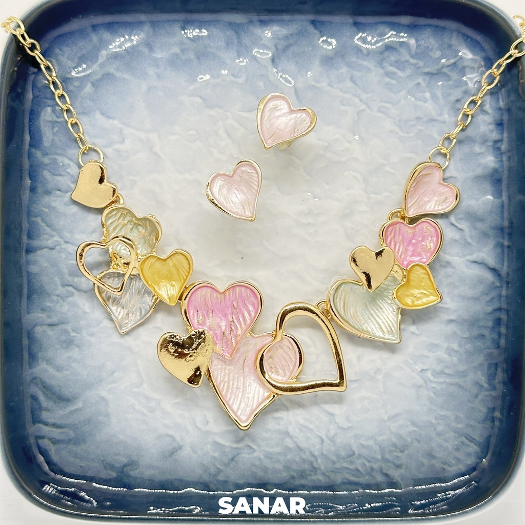Heart Earring and Necklace Set For Women