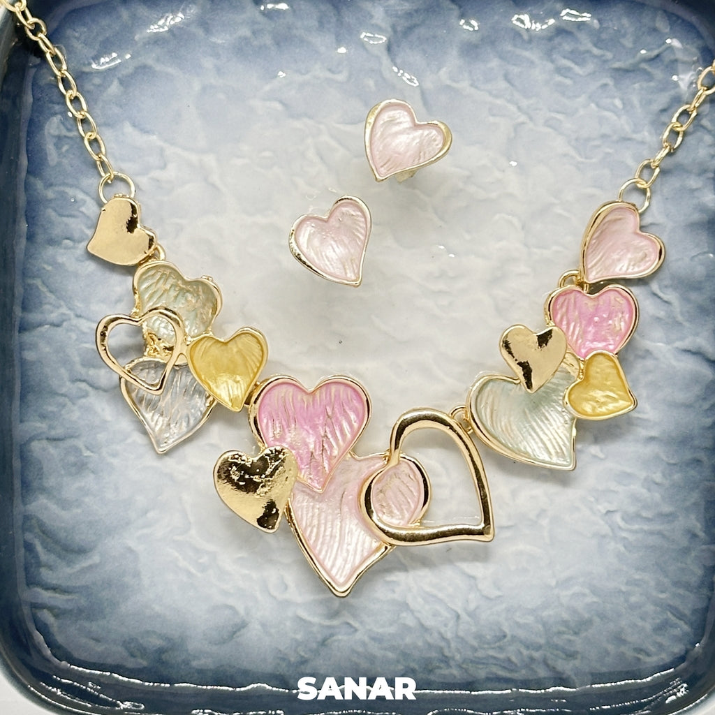 Heart Earring and Necklace Set For Women