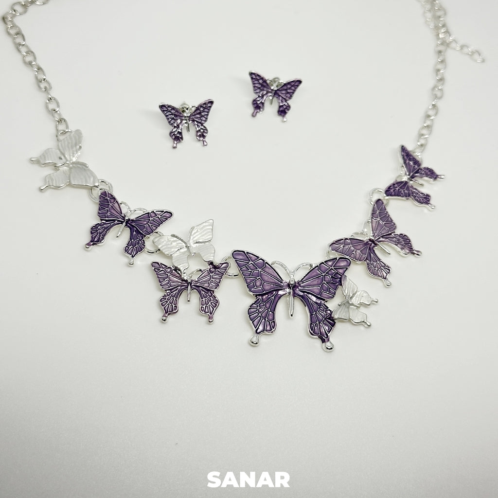 Butterfly Earring and Necklace Set For Women