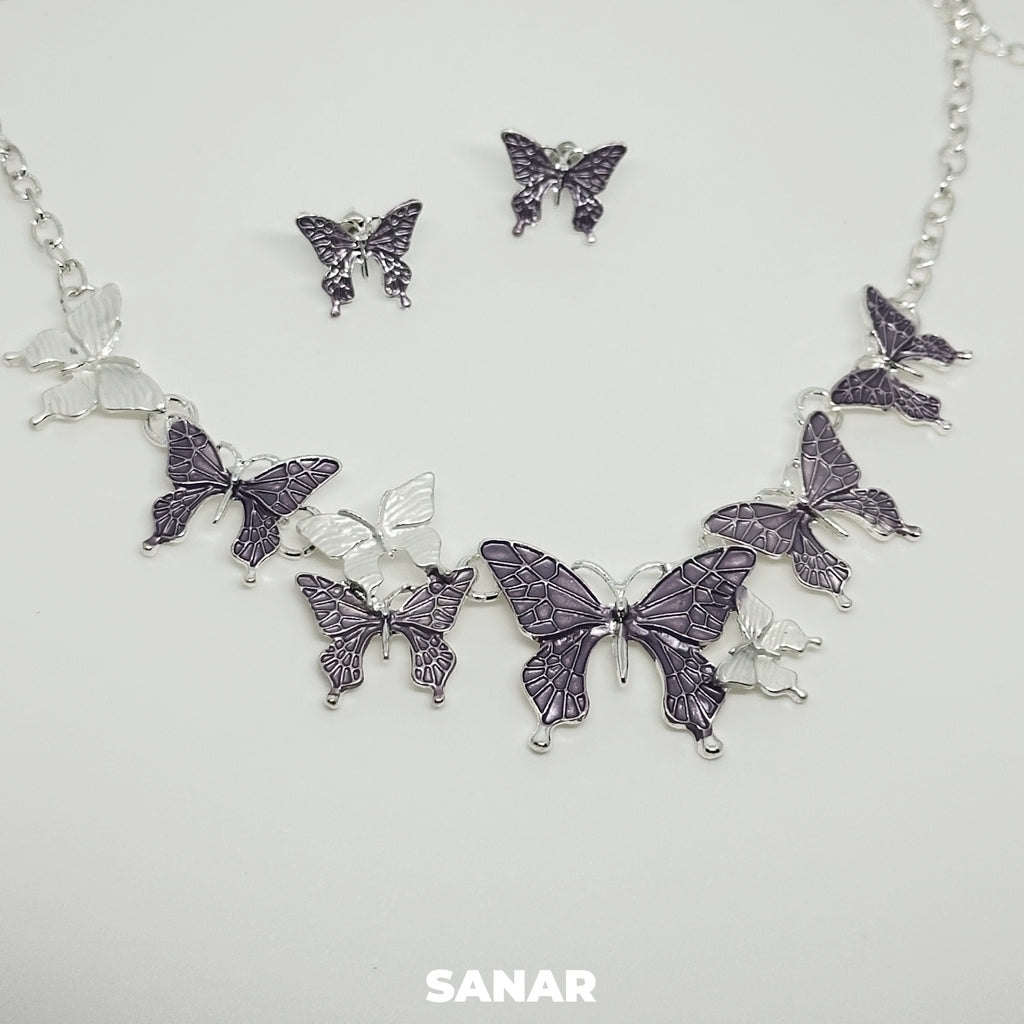Butterfly Earring and Necklace Set For Women