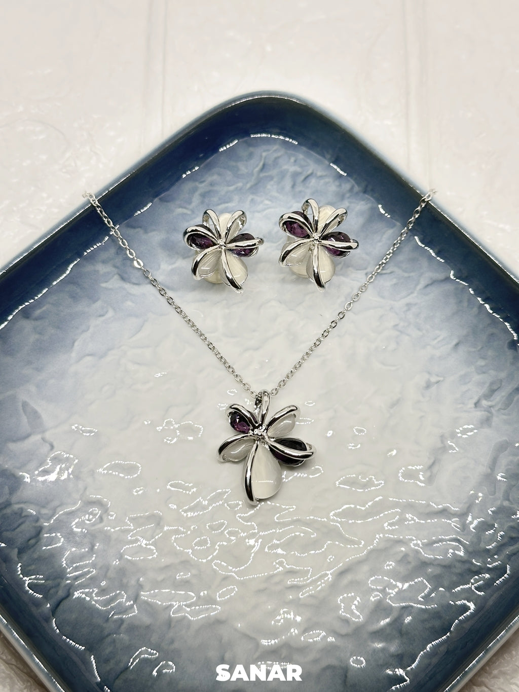 Spider Flower Necklace And Earring Combo