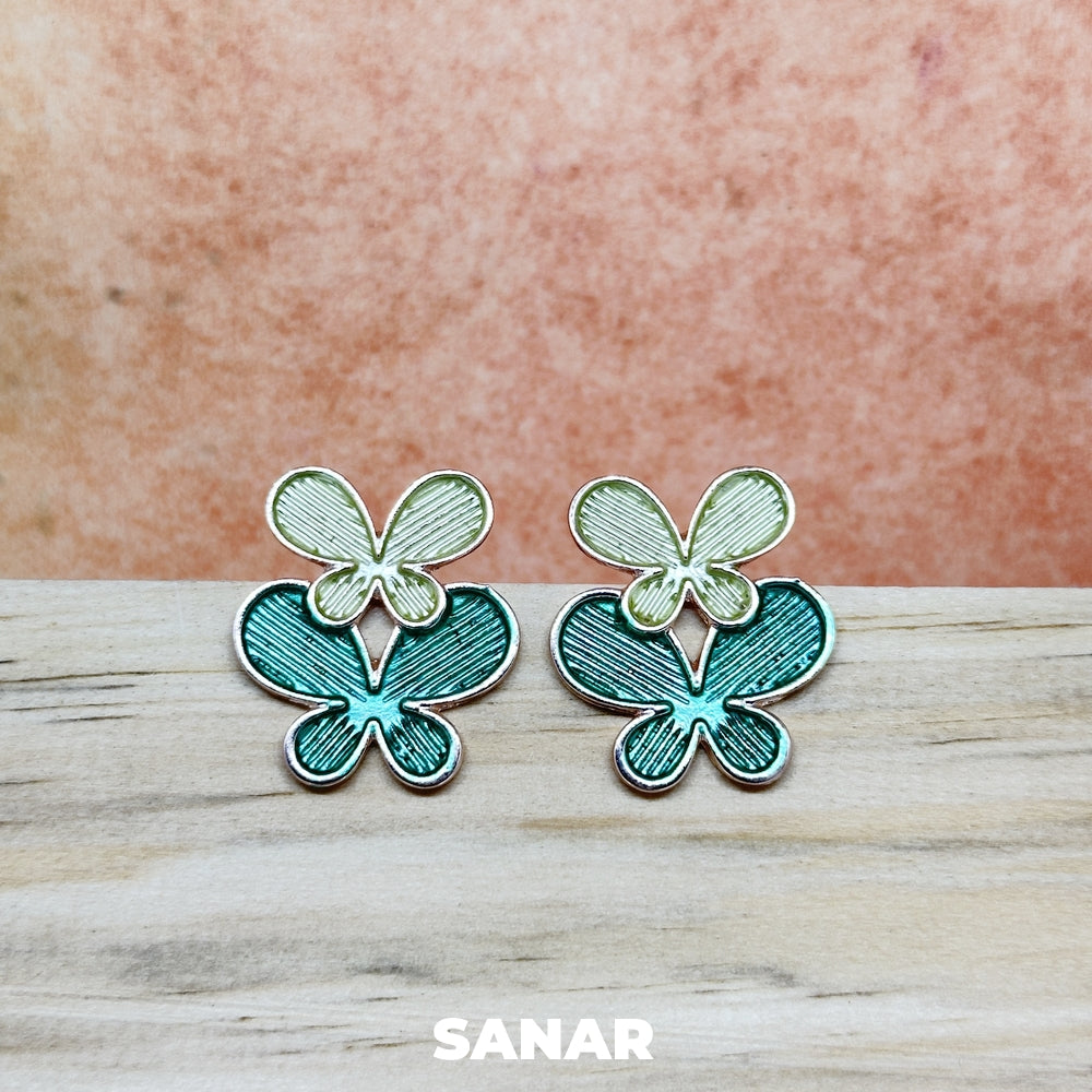 Double Butterfly Earrings - SANAR - Handmade